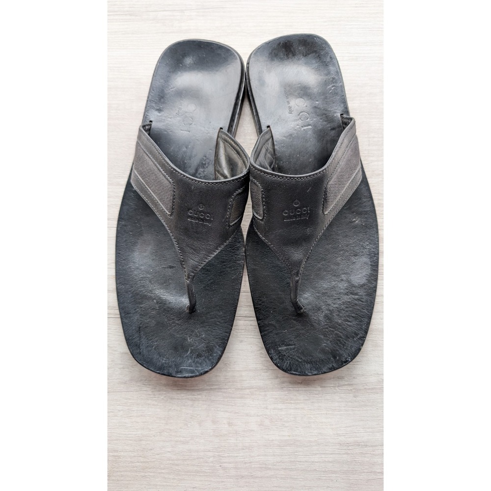 Gucci Black Men Leather Sandals - Size 11.5